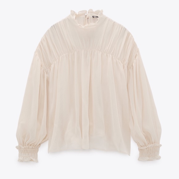 Zara Tied Flowy Shirt Top - Picture 4 of 5